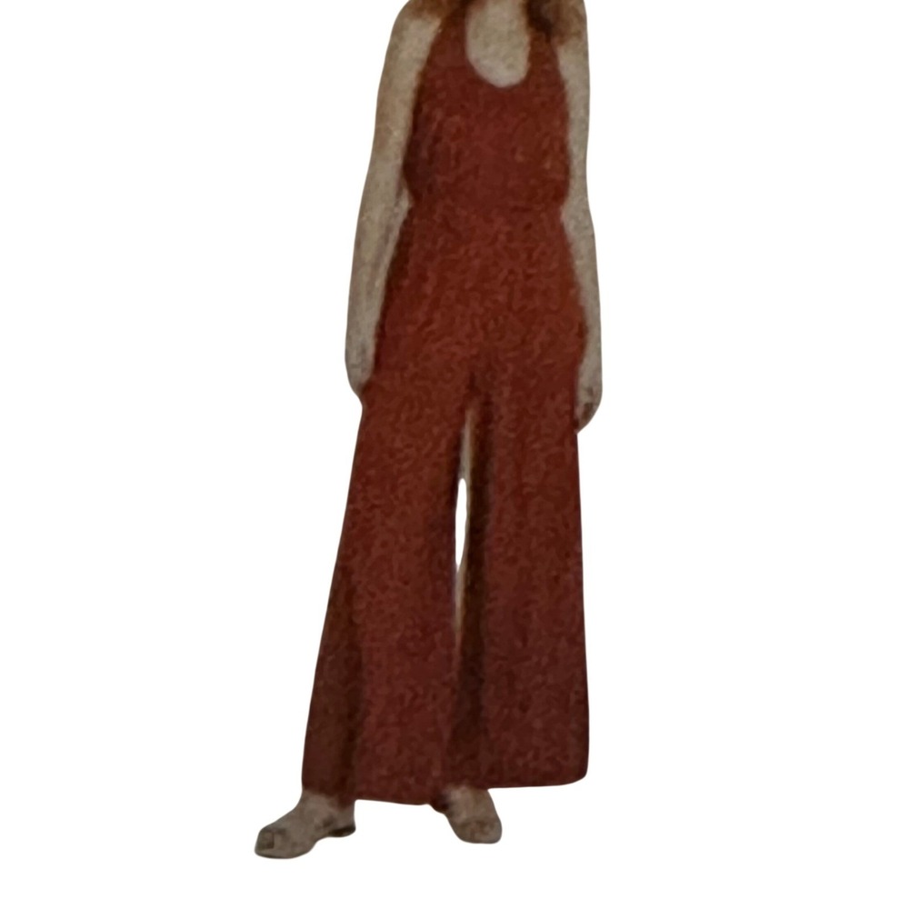 Old Navy Womens 3X Red Halter Wide Leg Jumpsuit Sleeveless Rayon Stretch